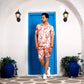 Noroke Sustainable fabric | Linen Satin Linen Geometric Co-ord Set Men - Swadesiicart