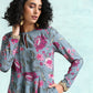 trueBrowns Grey Printed Velvet Anarkali Kurta | Swadesiicart