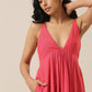 trueBrowns Bright Pink Slub Texture Sleeveless Dress | Swadesiicart