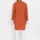 Even Apparels Rust Pure Cotton Kurta With Band Collar | Swadesiicart