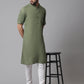 Even Apparels Green Pure Cotton Kurta With Band Collar | Swadesiicart