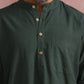 trueBrowns Men's Green Cotton Mandarin Collar Kurta Co-ord set - Swadesiicart
