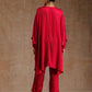 trueBrowns Red Modal Satin Oversized Round Co-Ord Set - Swadesiicart