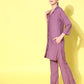 InWeave Women's Mauve Coord Set With Indigo Kalamkari Scarf - Swadesiicart