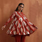 trueBrowns Rust Metallic Flared Anarkali Co-ord Set - Swadesiicart