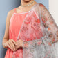 InWeave Women's Peach Cr Strappy Set With White Organza Dupatta - Swadesiicart