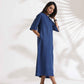 trueBrowns Blue Slub Dress | Swadesiicart