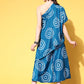 InWeave Women's Blue Bandhani Motif One Shoulder Palazzo Set - Swadesiicart
