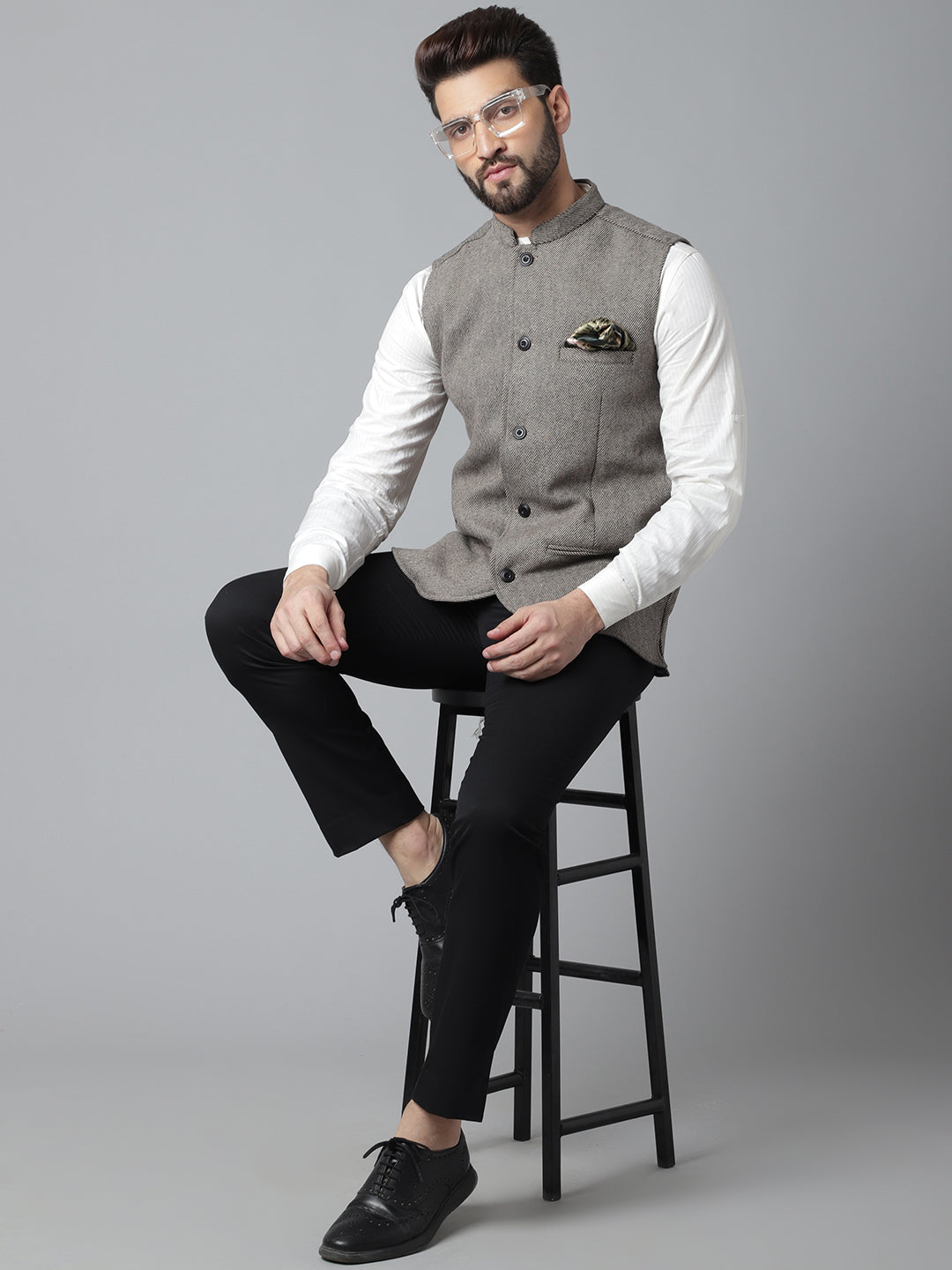 Even Apparels Men's Cream Pure Wool Nehru Jacket | Swadesiicart