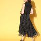 Ahalyaa Black Georgette Ethnic Motifs Printed Shirt-Collar Midi Fit & Flare Ethnic Dress | Swadesiicart