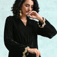 trueBrowns Black Velvet Lace Kurta | Swadesiicart