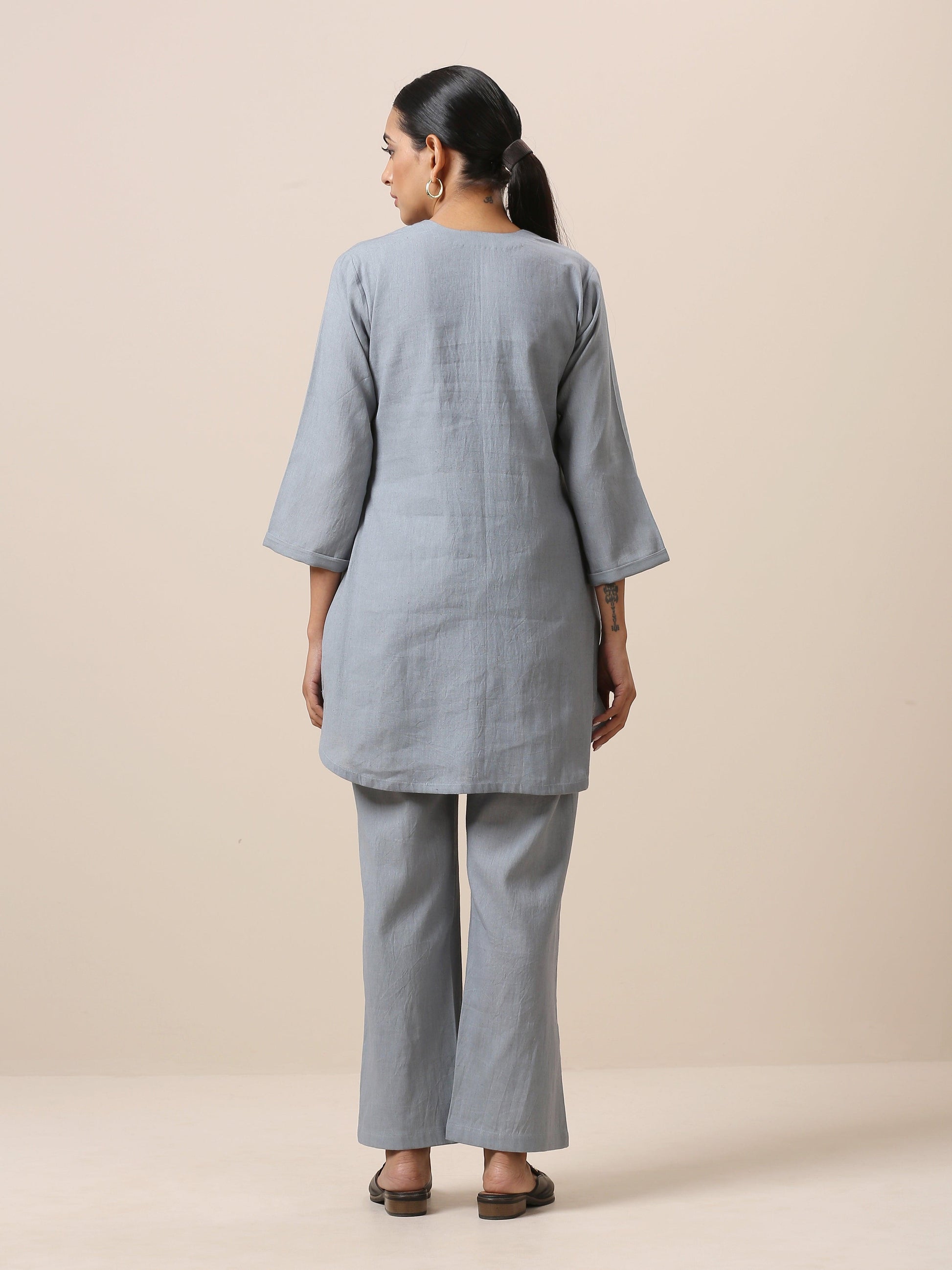 trueBrowns Cotton Steel Blue Short Co-Ord Set | Relove - Swadesiicart