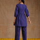 trueBrowns Spectrum Blue Gold Cotton Overlap Co-Ord Set - Swadesiicart