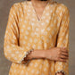 trueBrowns Beige White Flared Printed Silk Kurta Pant Set | Swadesiicart