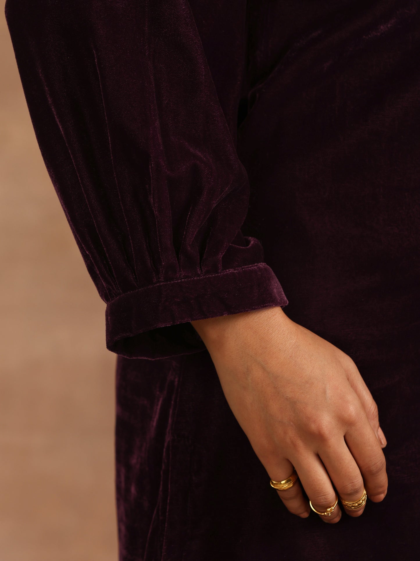trueBrowns Wine Velvet Solid Co-ord Set - Swadesiicart