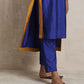 trueBrowns Blue Silk High Slit Kurta Set | Swadesiicart