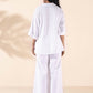 trueBrowns White Cotton Dobby V-Neck Co-ord Set - Swadesiicart