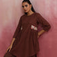 trueBrowns Brown Cotton Dobby Kurta Co-ord set - Swadesiicart