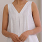 trueBrowns White Slub Texture Sleeveless Flared Kurta Pant Set | Swadesiicart