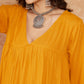 InWeave Women's Mustard Lurex Flared V Neck Kurta Palazzo Set - Swadesiicart