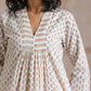 trueBrowns White With Small Floral Booti Print Cotton Pleated Co-Ord Set - Swadesiicart