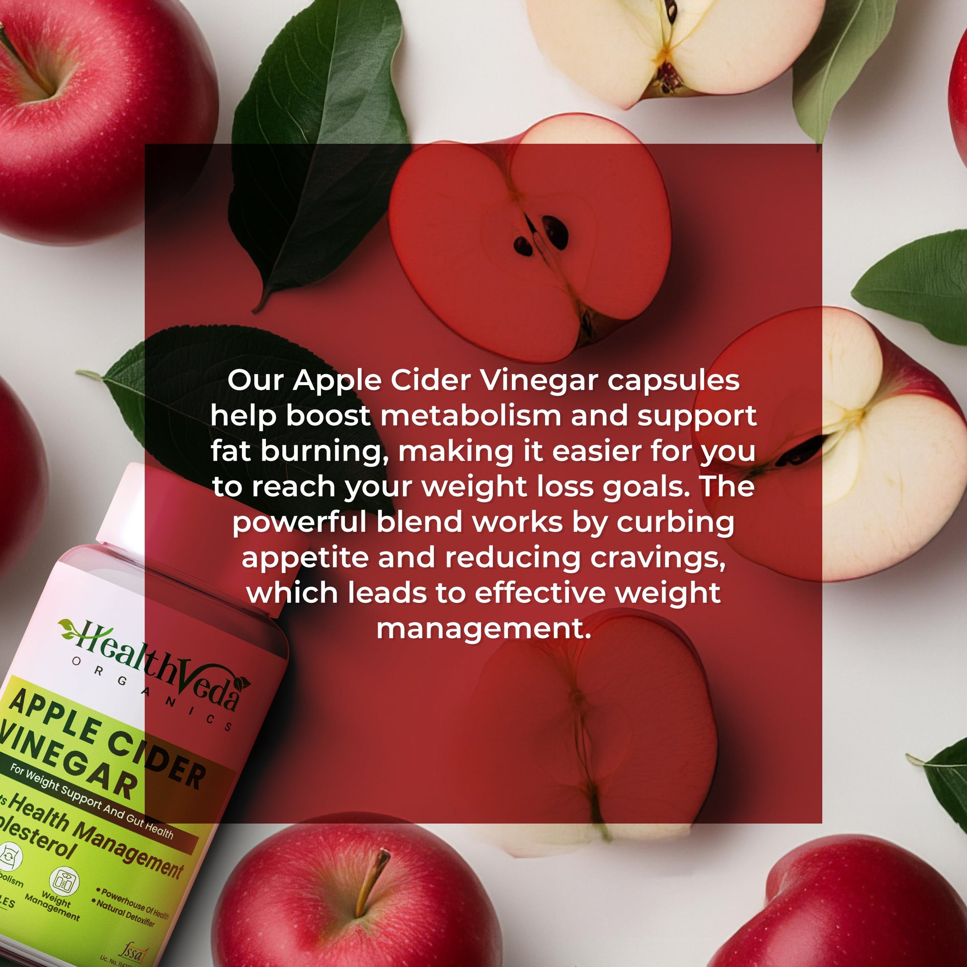 Health Veda Organics Apple Cider Vinegar Supplements Capsules - Swadesiicart