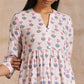trueBrowns White With Pink Blue Buta Block Print Cotton Kurta Pant Set | Swadesiicart