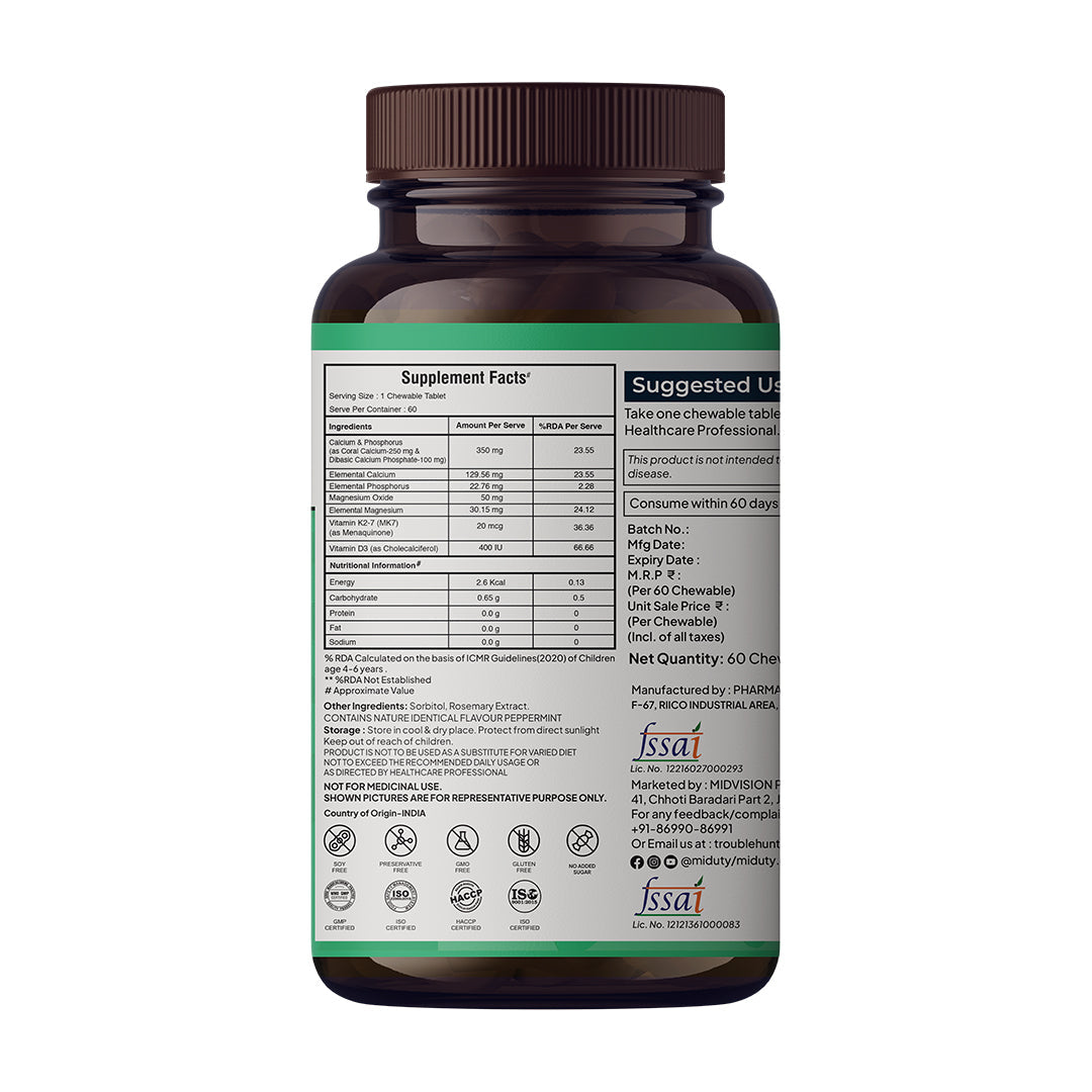 Miduty by Palak Notes Kids Calcium Chewables | Swadesiicart