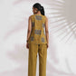 trueBrowns Green Cotton Print Top & Flared Pants Co-ord Set - Swadesiicart