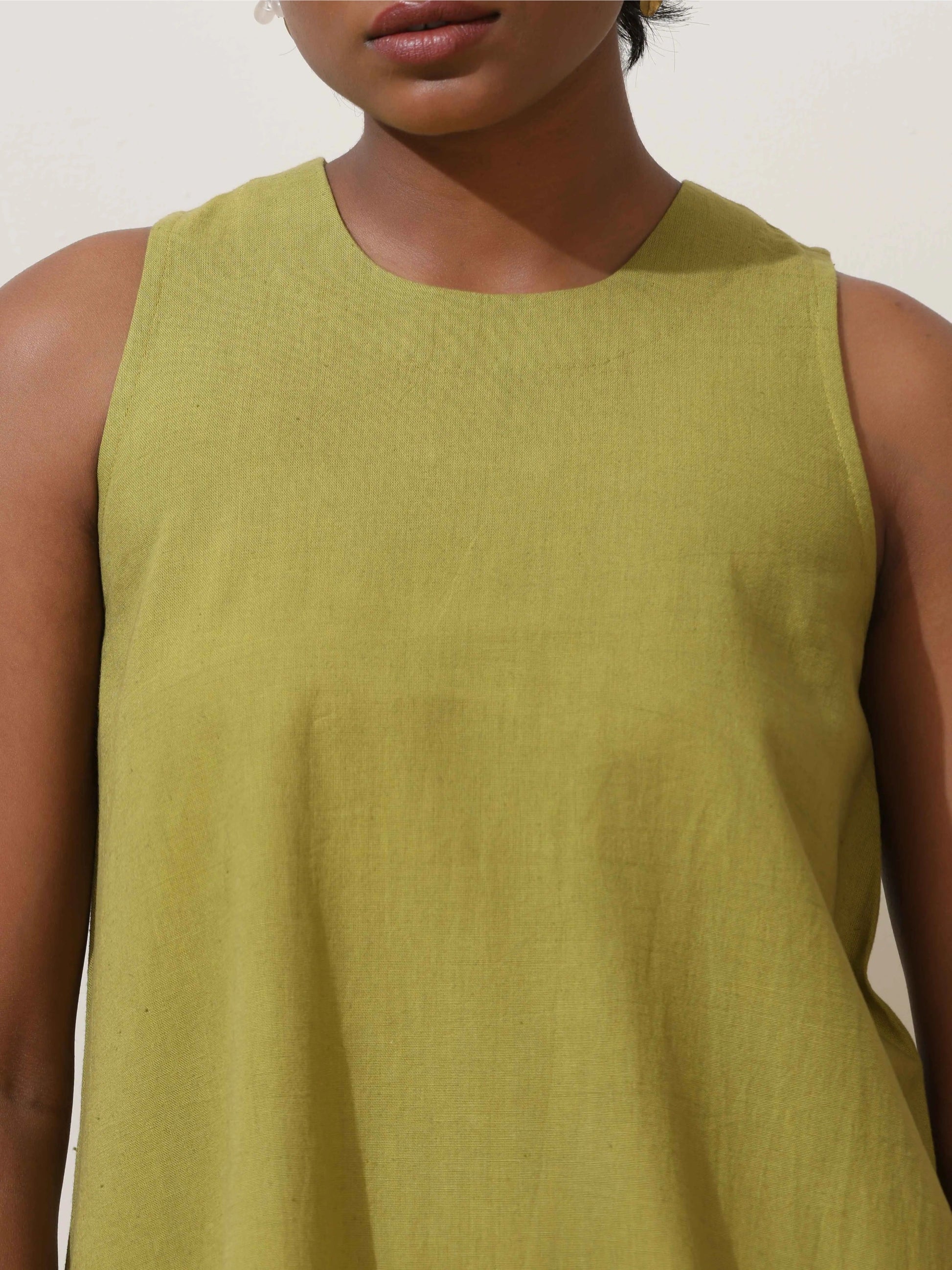 trueBrowns Pear Green Cotton Linen Co-Ord Set - Swadesiicart