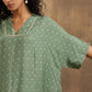 trueBrowns Light Green Bandhani Printed Silk Oversized Kurta Pant Set | Swadesiicart