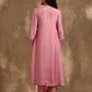 trueBrowns Light Mauve Bandhani Printed Silk Angrakha Kurta Pant Set | Swadesiicart