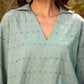 trueBrowns Blue Cotton Cutwork Embroidered Co-ord Set - Swadesiicart