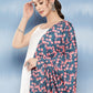 InWeave Women's White Strappy Set With Navy Pink Lotus Cr Dupatta - Swadesiicart