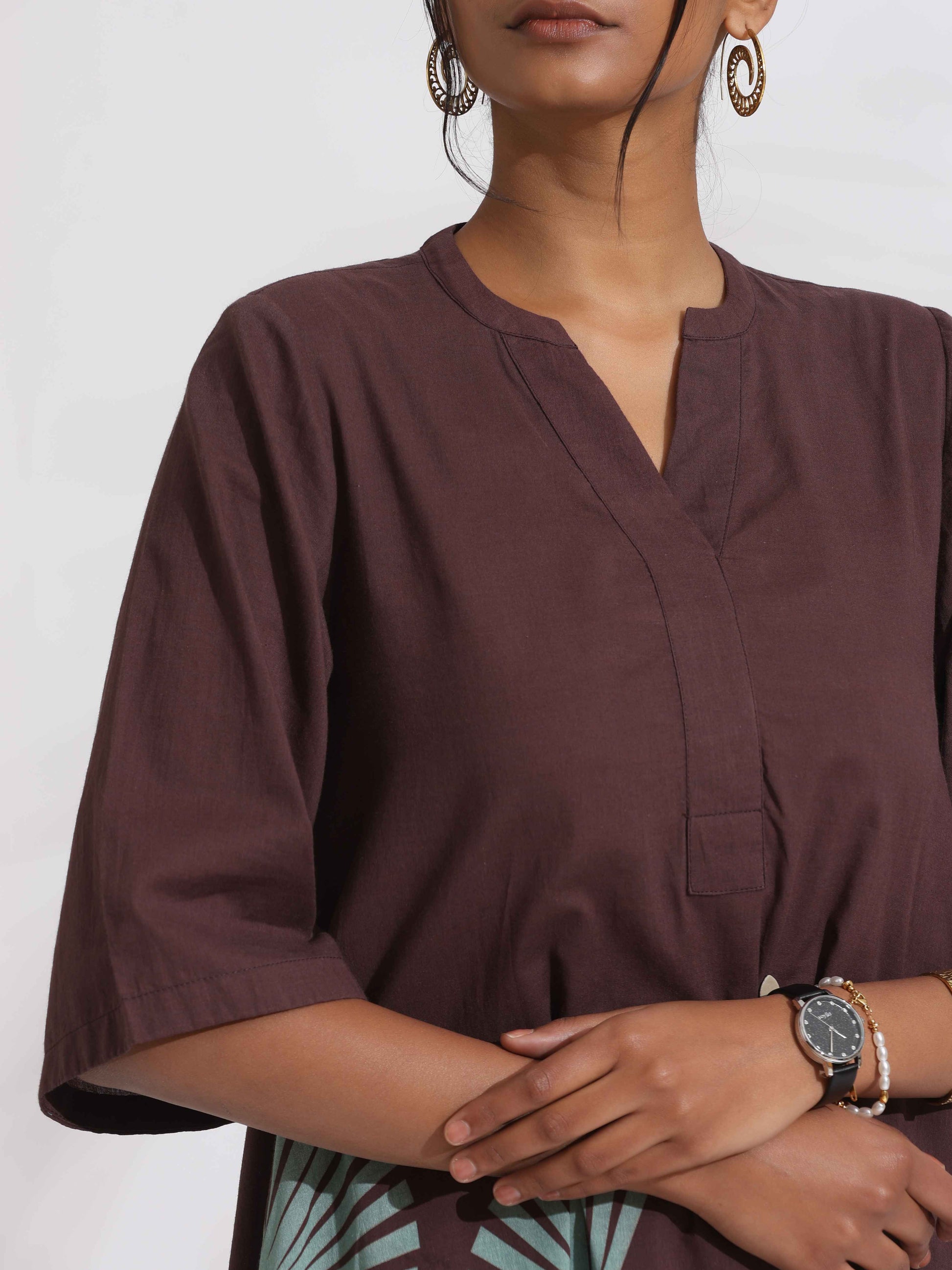 trueBrowns Cola Cotton Print Flared Kurta Set | Swadesiicart