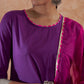 InWeave Women's Purple Gota Work Anarkali Kurta Set W Dupatta - Swadesiicart