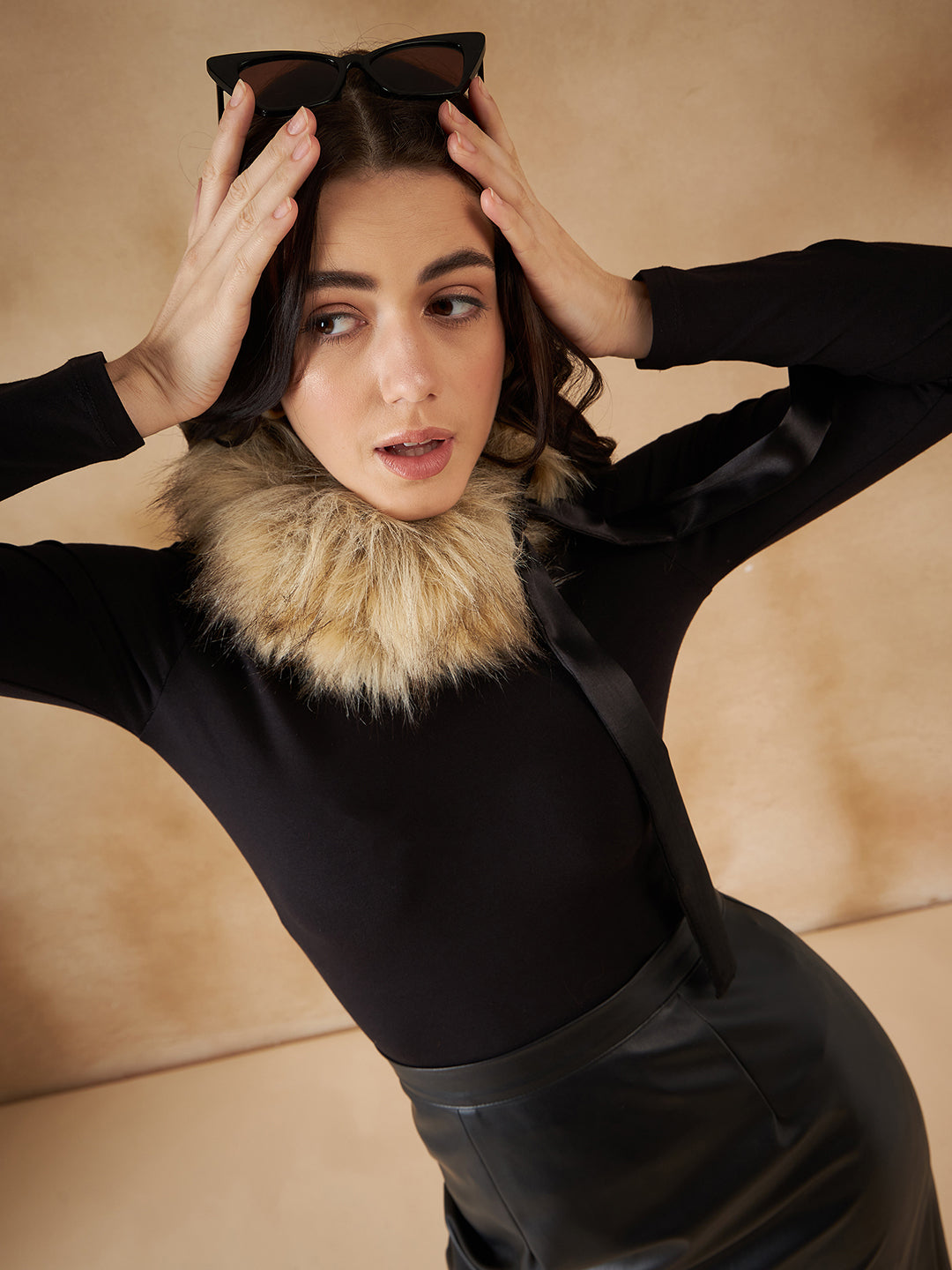 InWeave Women's Cat Print Fur Neckpiece - Swadesiicart