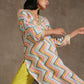 trueBrowns Multicolour Lehariya Printed Silk Kurta Pant Set | Swadesiicart
