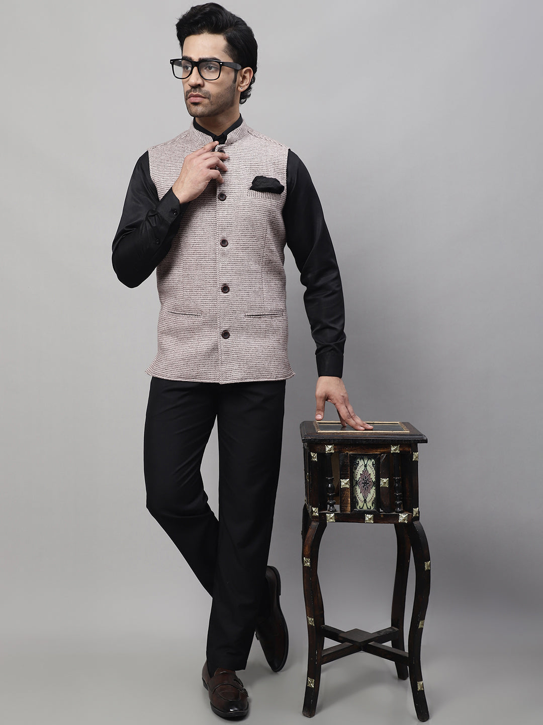 Even Apparels Men's Cream Pure Wool Nehru Jacket | Swadesiicart