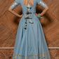 Pomcha Jaipur Powder Blue Pure Cotton Anarkali Set | Swadesiicart