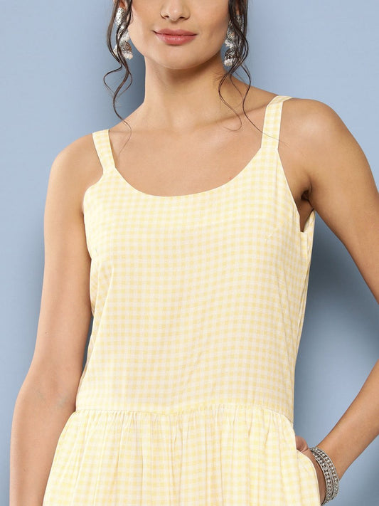 Ahalyaa Checked Waist Tie-Ups Basic Jumpsuit | Swadesiicart