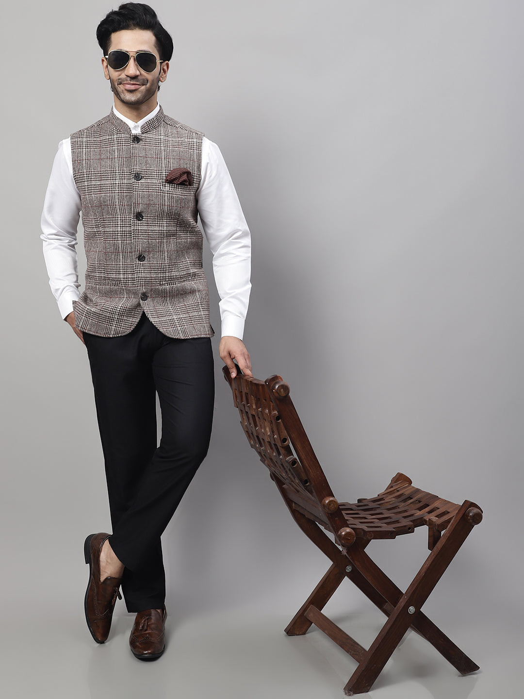 Even Apparels Men's Beige Pure Wool Nehru Jacket | Swadesiicart