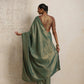 trueBrowns Dark Green Gold Metallic Ready To Wear Saree | Swadesiicart