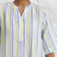trueBrowns White Cotton Multi Stripe Flared Kurta Set | Swadesiicart