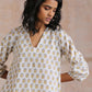 trueBrowns Multi Color Floral Booti Print Cotton V-Square Neck Co-Ord Set - Swadesiicart