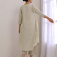 trueBrowns Light Grey Slub Gathered Kurta Pant Set | Swadesiicart
