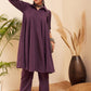 InWeave Women's Graphite Grey Collared Neck Flared Kurta Pant Set - Swadesiicart
