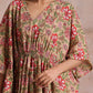 trueBrowns Beige Overall Big Floral Block Print Cotton Kaftan Dress | Swadesiicart