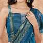InWeave Women's Teal Shaded Lurex Frill Sharara Saree - Swadesiicart