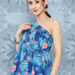 InWeave Women's Blue Pink Japanese Art Oneshoulder Top - Swadesiicart